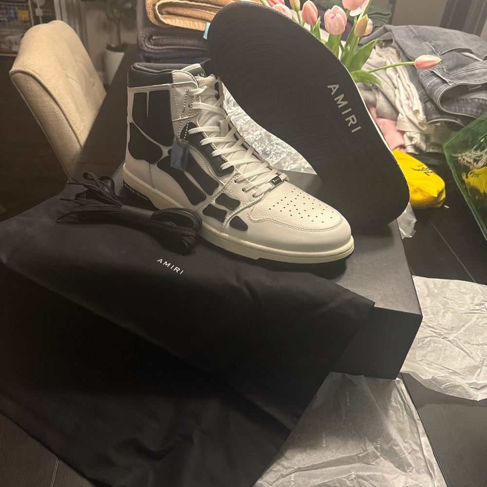AMIRI Black and White High-Top Sneakers